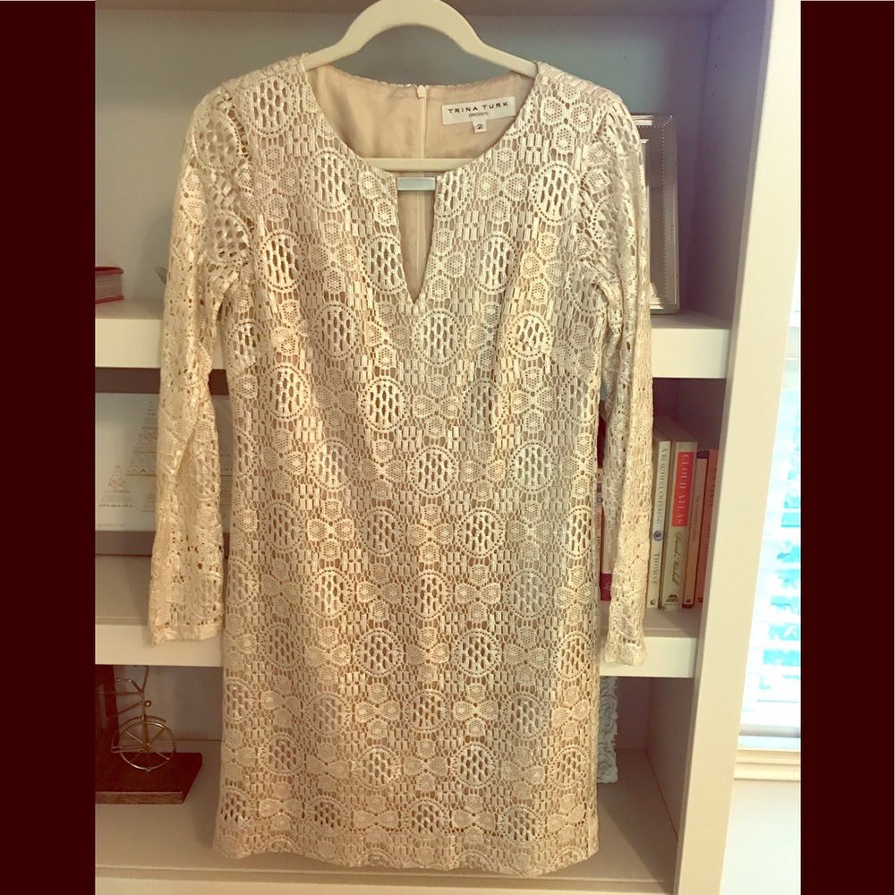 Trina Turk Metallic Long-Sleeved Dress
